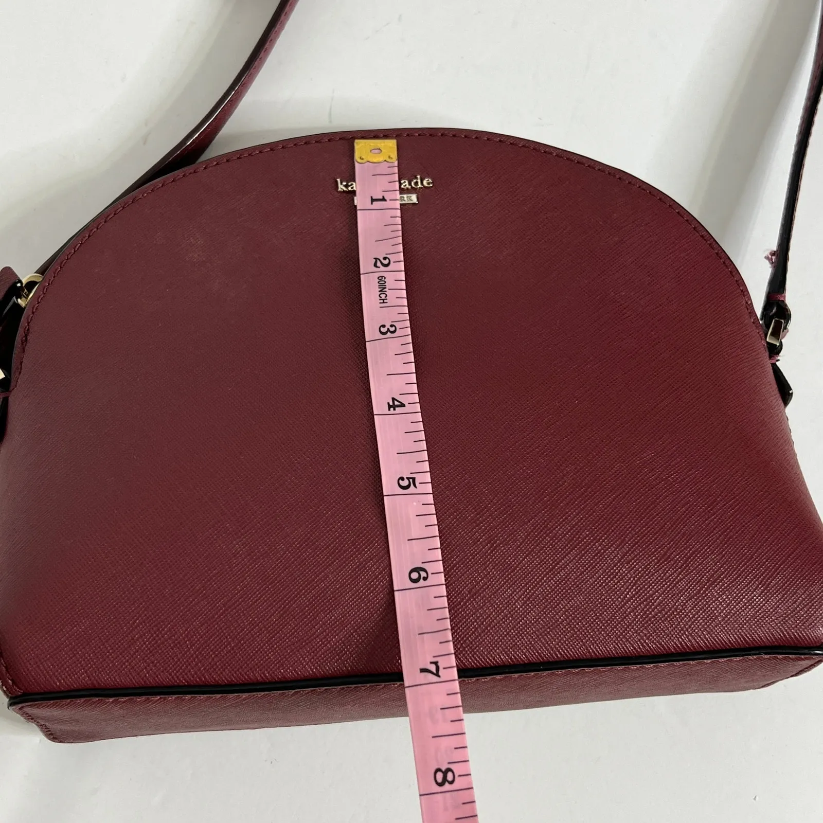 Kate Spade  New York Dome Crossbody Bag Burgundy Leather Purse - Image 13
