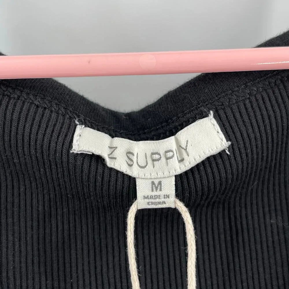 Z SUPPLY Dress Size Medium NWT Delfa Rib Mini Black Ribbed Thick Stretch Basic - Image 5