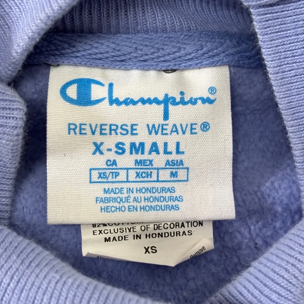 Champion Reverse Weave Oversized Sweatshirt Womens XS Periwinkle Crop Athleisure - Image 8