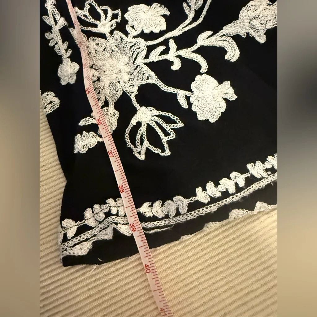 LIV Los Angeles Black Embroidered Palazzo Pants Wide Leg Boho Festival S - Image 3