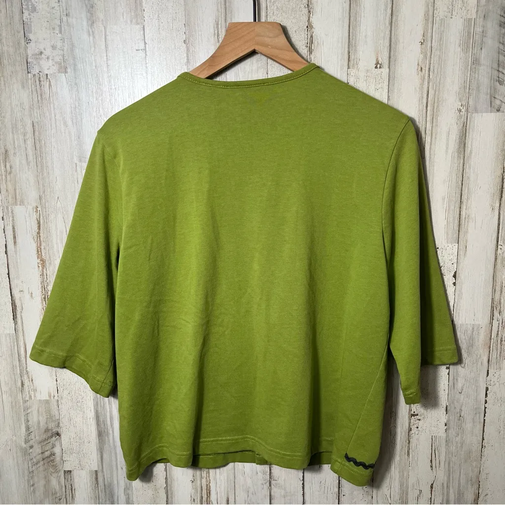 Vintage 90s Onque‎ Olive Green Button Cardigan Fashion Embroidered Womens Medium - Image 4