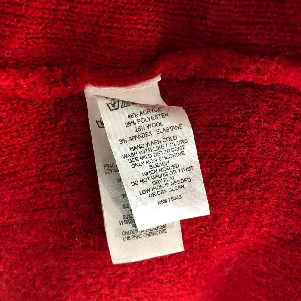 Tahari Womens Cardigan Sweater Oversized Dolman Sleeve Wool Blend Red M - Image 4