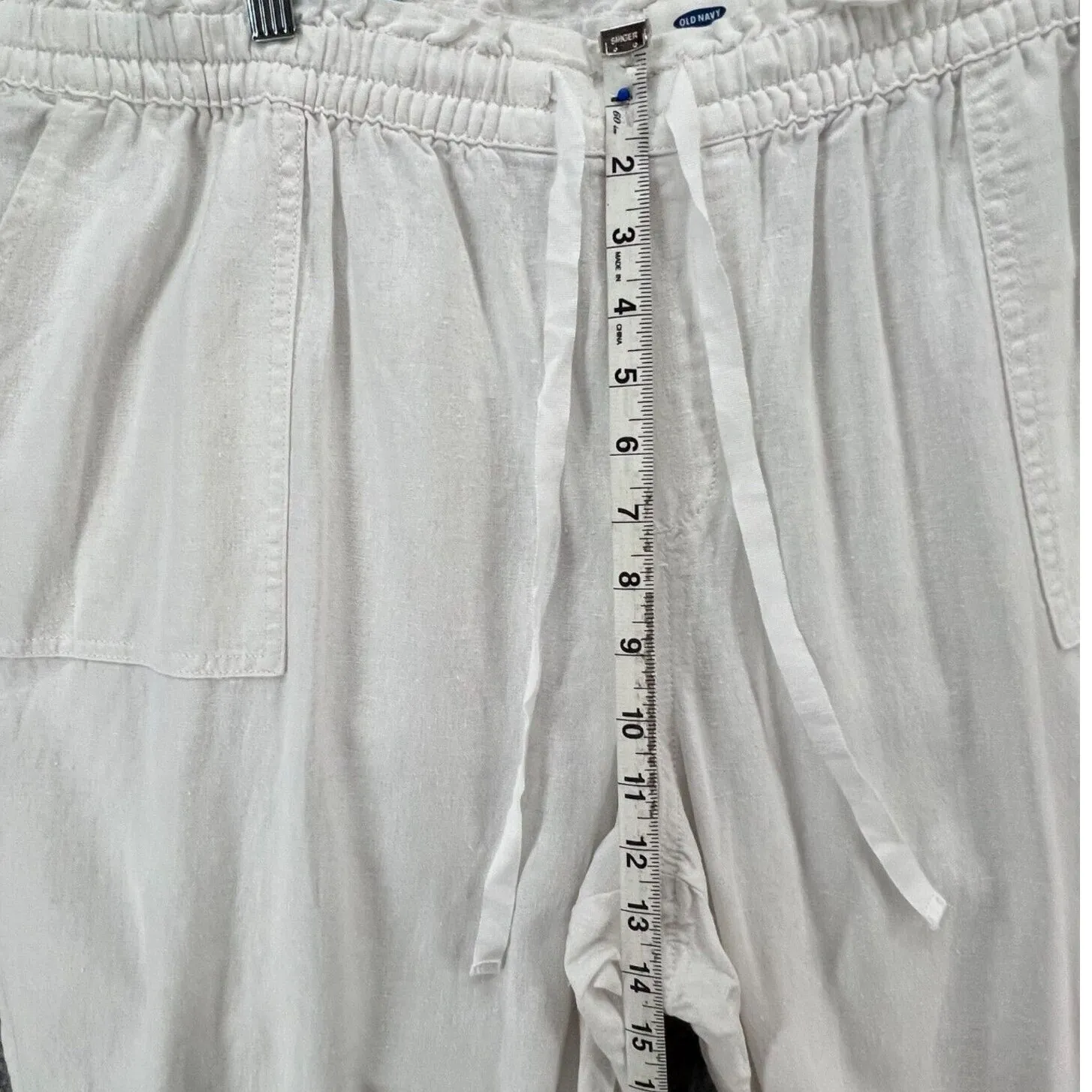 Old Navy Linen Crop Pant Women 2XL Bright White Pull On Elastic Waist Summer NEW - Image 7