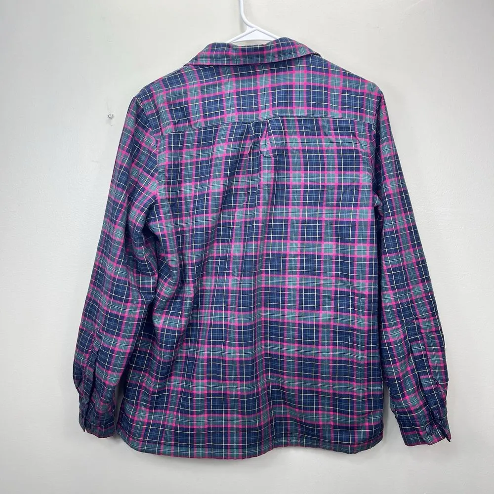 LL Bean‎ Plaid Sherpa Fleece Lined Flannel Shirt Jacket Shacket Size XS - Image 3