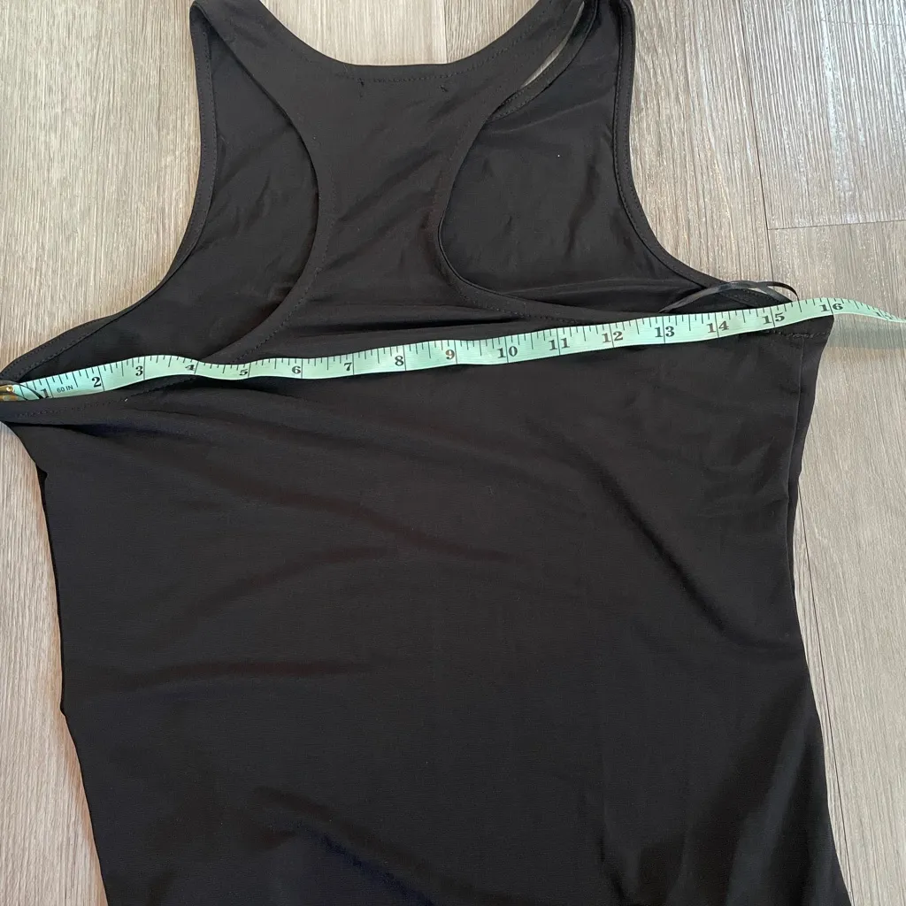 Aqua Bloomingdale’s Black Racerback High Neck Tank Bodysuit size Small - Image 5