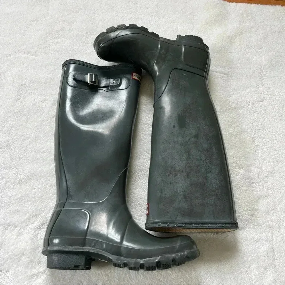 Hunter Original Gloss Tall Gray Rain Boots Size 5M 6F US.  37 - Image 2