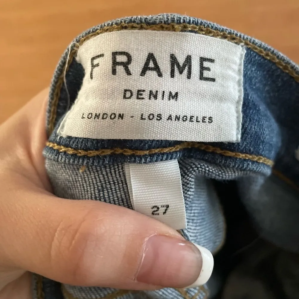 FRAME Le High Skinny Slit Stud Detail Jeans Mid Blue Wash‎ Size 27 - Image 7