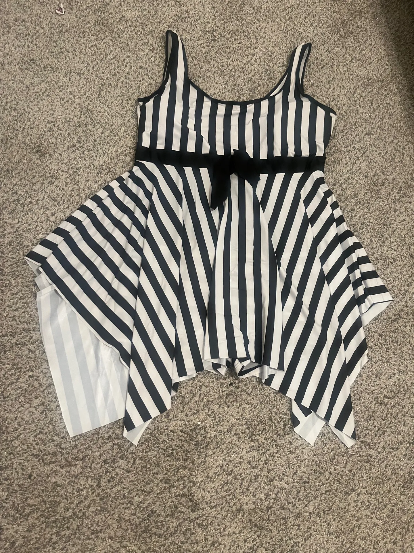 Swimsuit Swimwear Women Stripes Bathing Suit Bow Belted Beach Wear High Waisted Monokini Swim Wear - Image 2