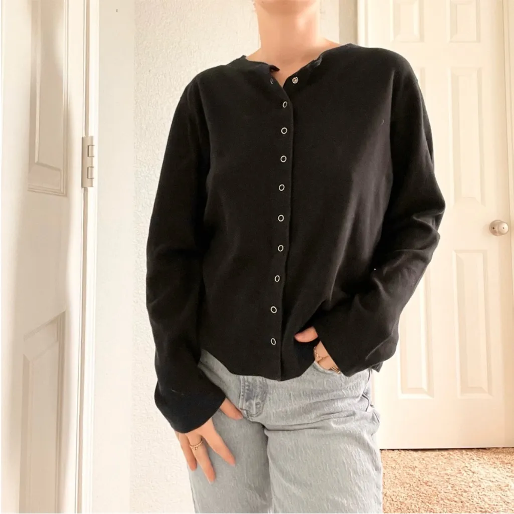 Vintage Faded Glory Black Button Snap Front Top - Image 6