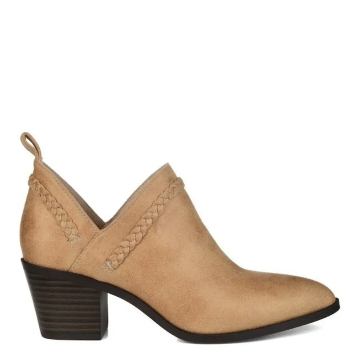 JOURNEE COLLECTION Sophie Braided Strap Bootie, Block Heel, Tan, Size 8.5 NWT - Image 7