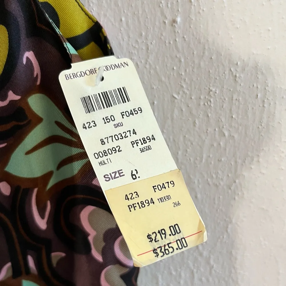 Milly Dress Floral 100% Silk Sheath Dress Sz 6 NWT Retro 60s Look Classic Shape - Image 6