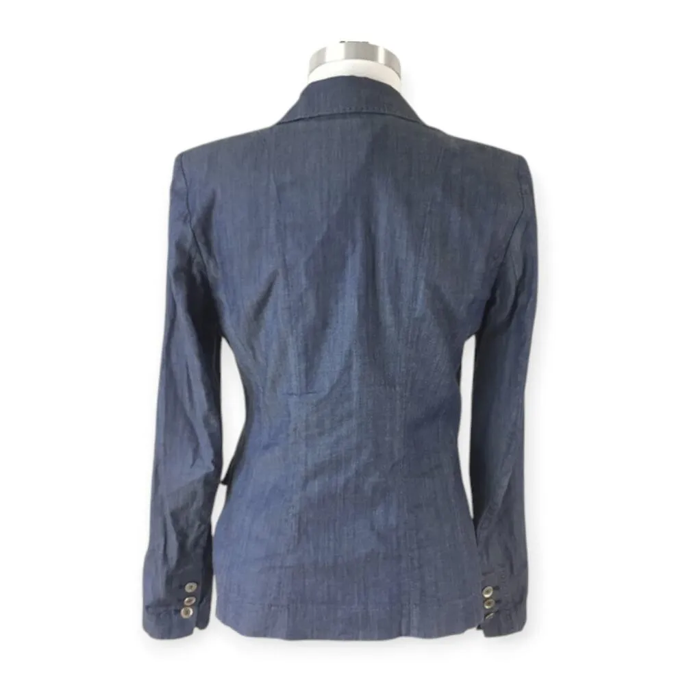 WHBM White House Black Market | 4 | Chambray Denim Jacket Double Breasted Blazer - Image 4