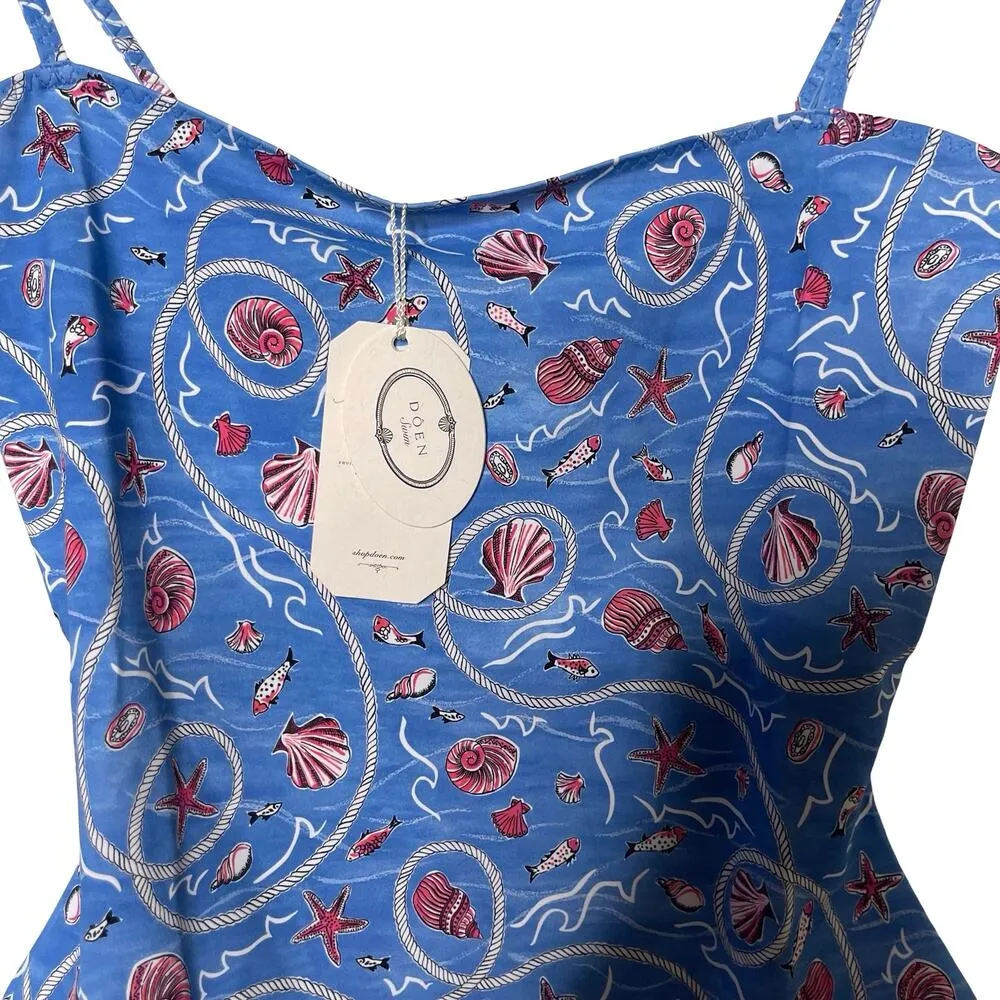 New Doen Marbella maillotone piece swimsuit blue shell liberty Solent shores M Size M - Image 10