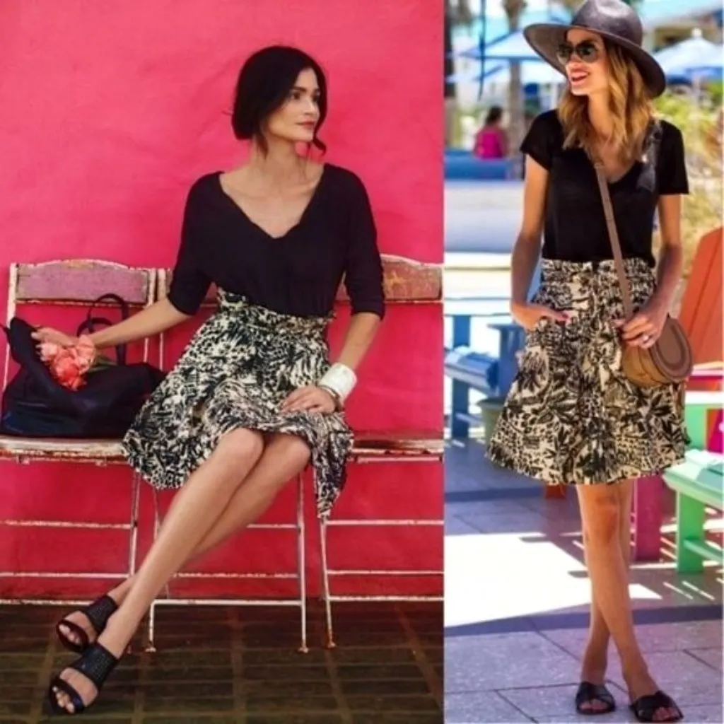 Anthropologie Corey Lynn Calter Skirt Women 0‎ Tan Black Palm Garden A Line Mini - Image 2