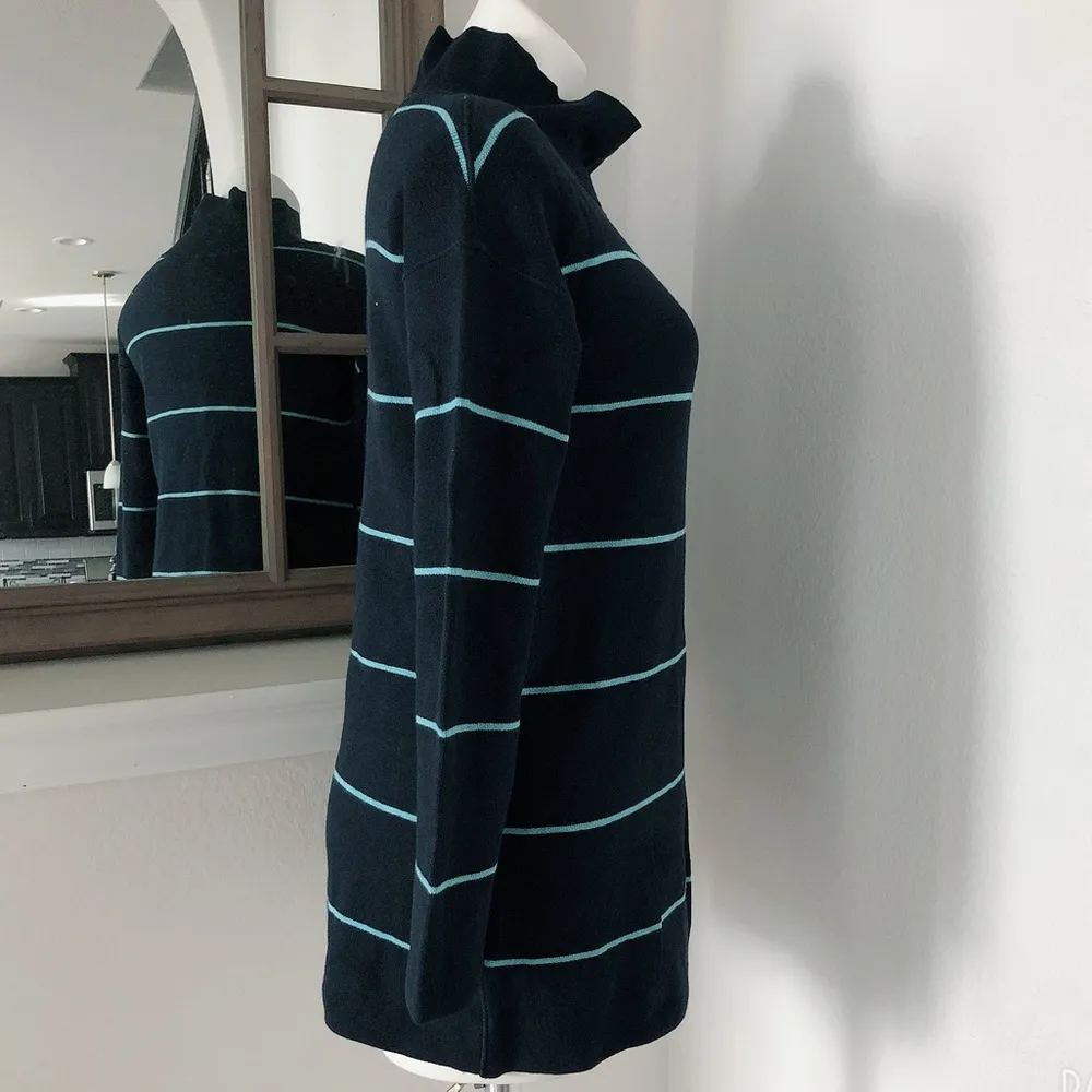 J.Jill Reversible Sweater Turtleneck Navy Blue Stripe Cotton Size S NWT $99 - Image 7