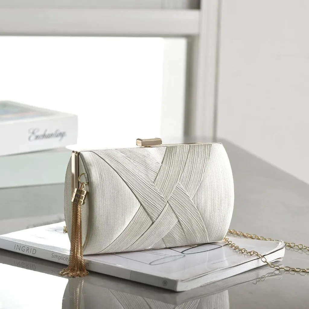 ⚡ Women's Silver Elegant Tassel Chain Strap Evening Shoulder Clutch Bag - Image 2