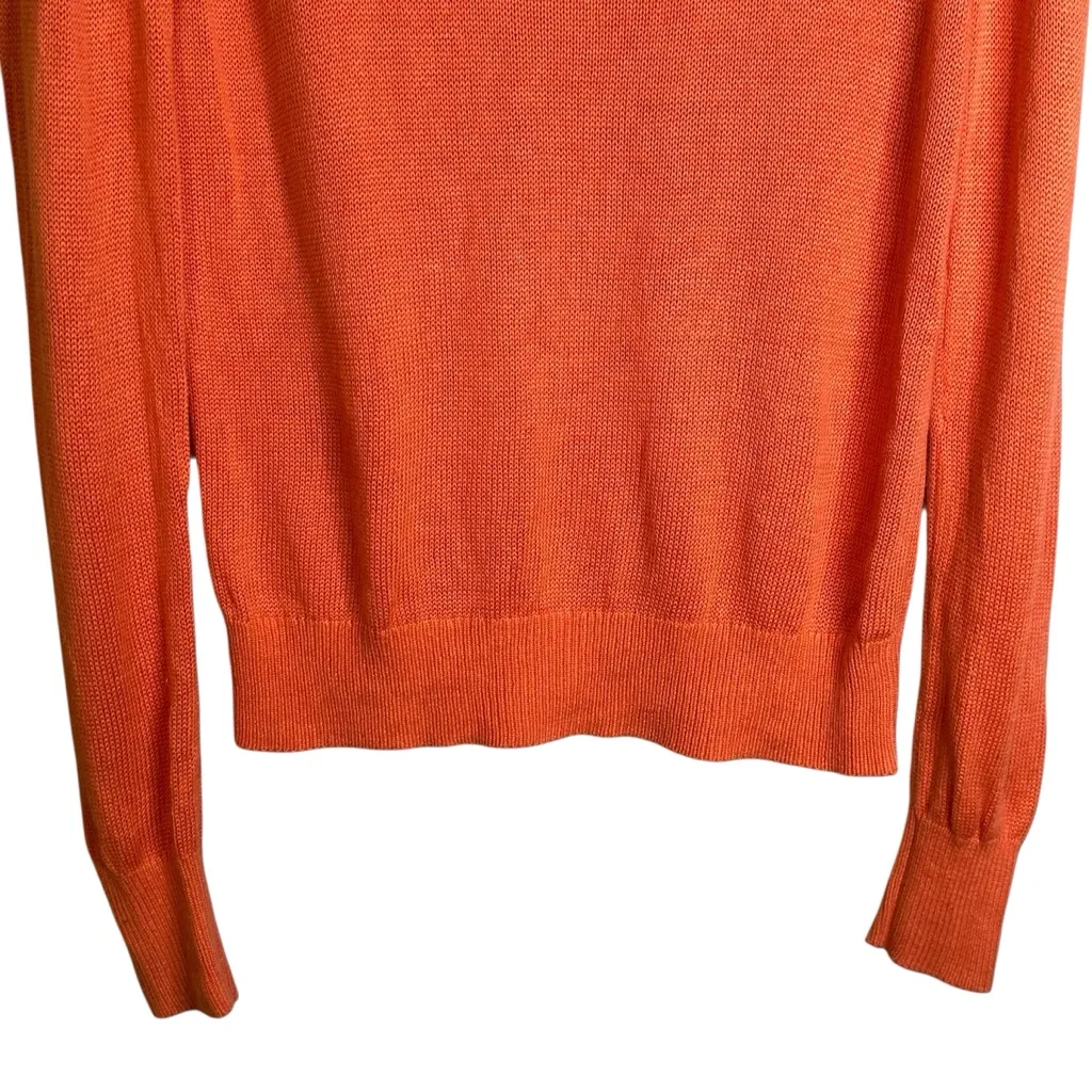 Free‎ People Time After Time Mock Neck Linen Rayon Sweater Small Coral Orange - Image 4