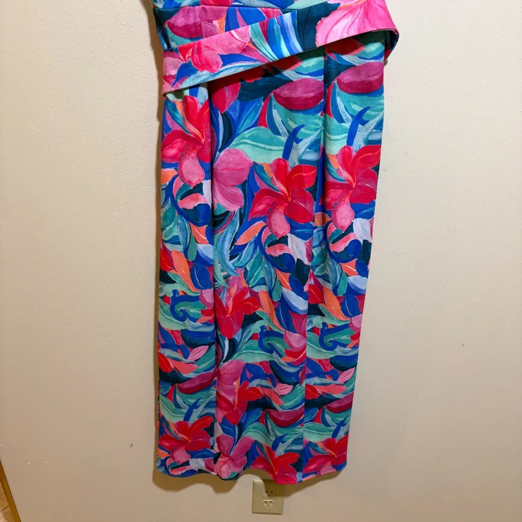 Show Me Your Mumu Eden Midi Dress Hibiscus Punch Tropical Floral - Image 11