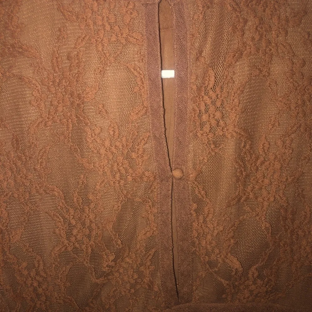 American Eagle Blush Pink Lace Peplum Bell Sleeve Long Sleeve Top Blouse - Image 9