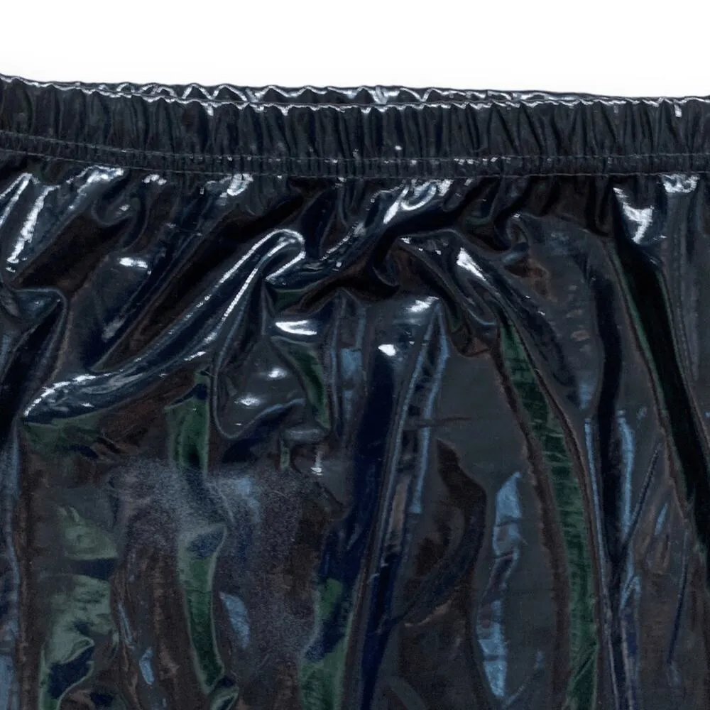 PrettyLittleThing Black Patent Vinyl Pencil Mini Skirt Size 4 Elastic Waistband - Image 6