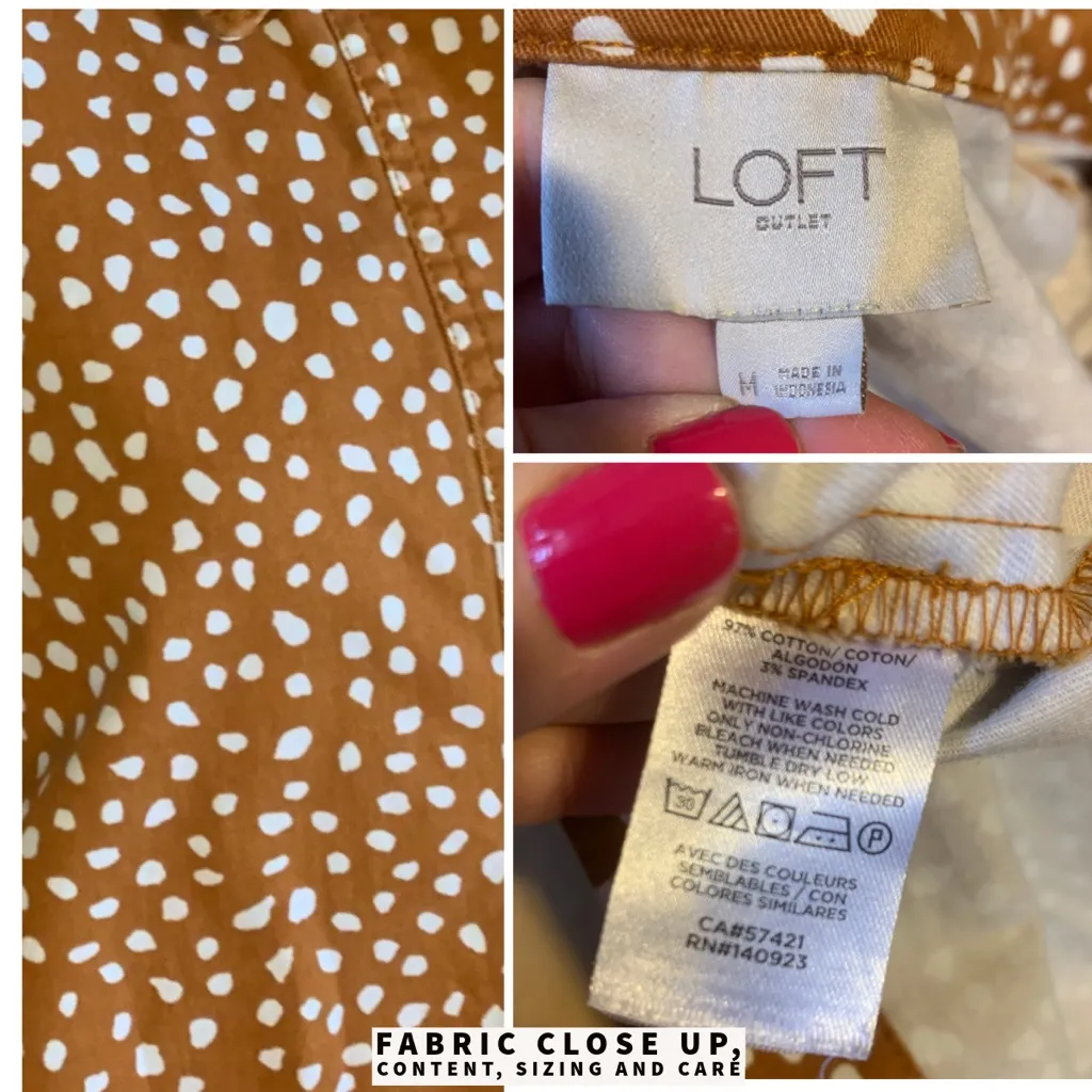 LOFT OUTLET BROWN & WHITE LEOPARD DOTS  COTTON JACKET (M) - Image 12