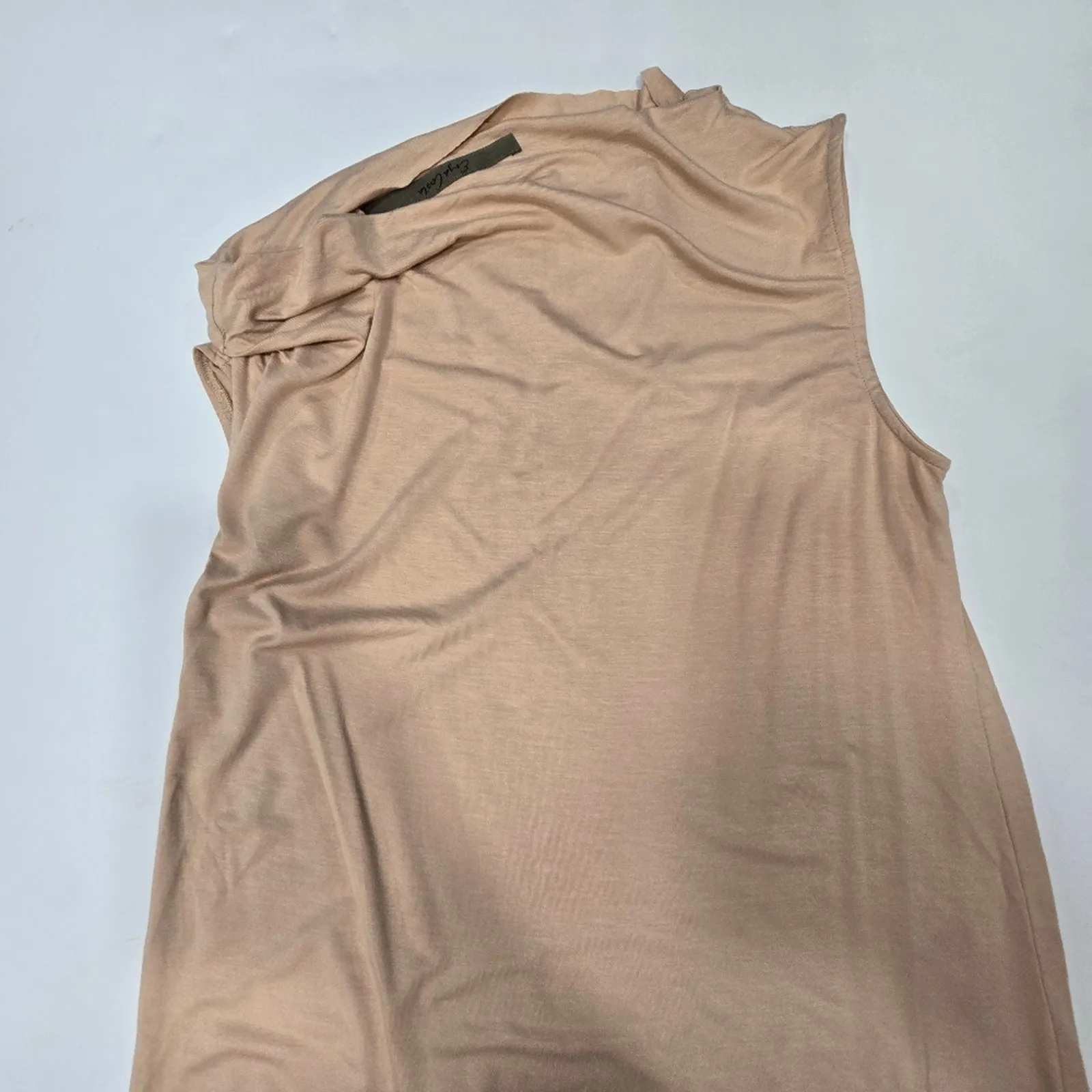 Enza Costa Exposed Shoulder Maxi Dress in Dark Nude Medium Tan - Image 9