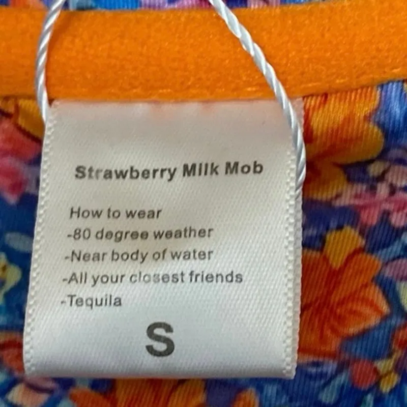 NEW Strawberry Milk Mob Disco Love Blue Coral Gingham Floral Bikini Top Size S Orange - Image 5