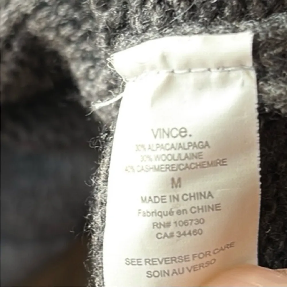 EUC Vince Alpaca Wool Cashmere Blend Snap Front Tunic Sweater Grey Size Medium - Image 8