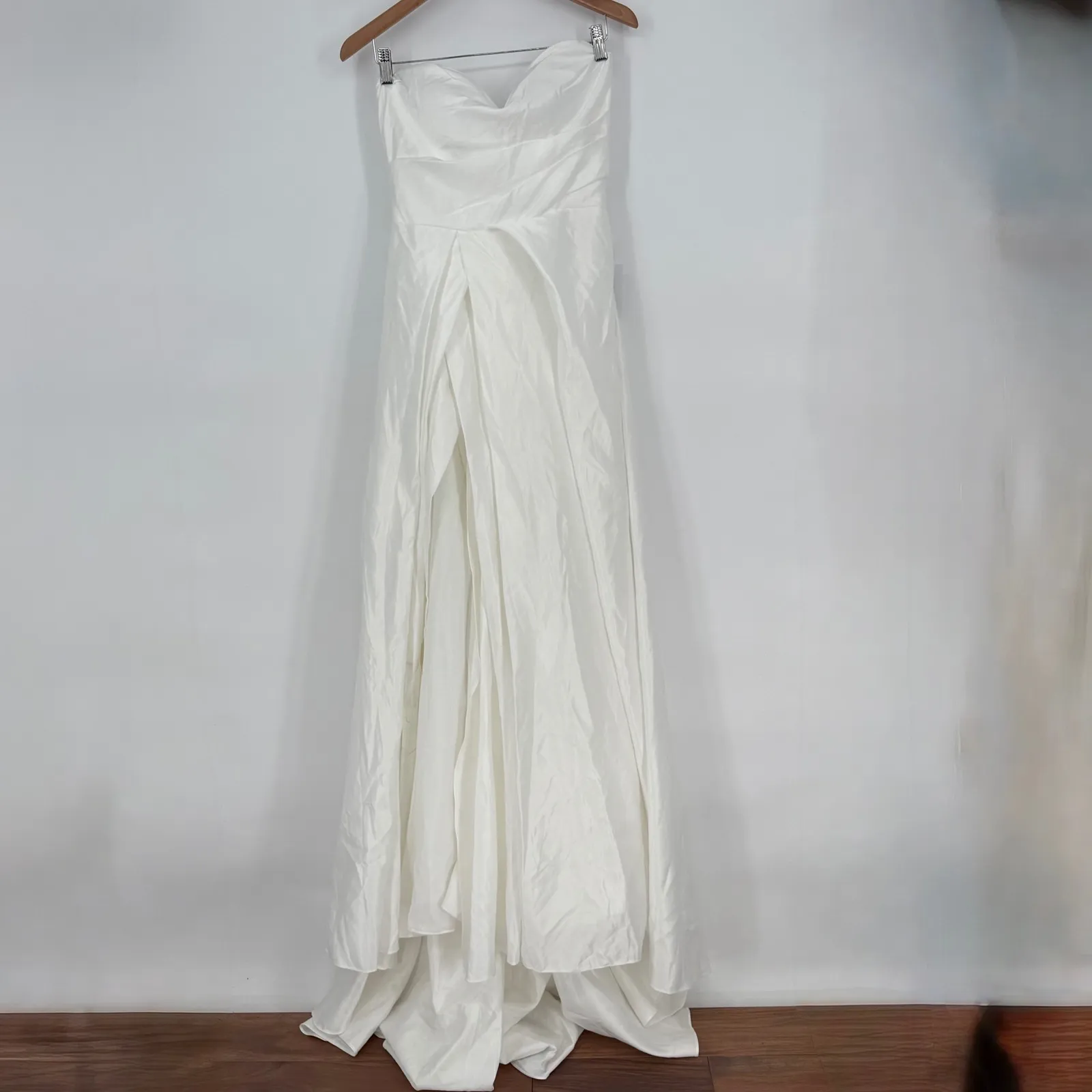 Lulus‎ Lifetime of Love White Satin Strapless A-Line Gown Size 6 - Image 3