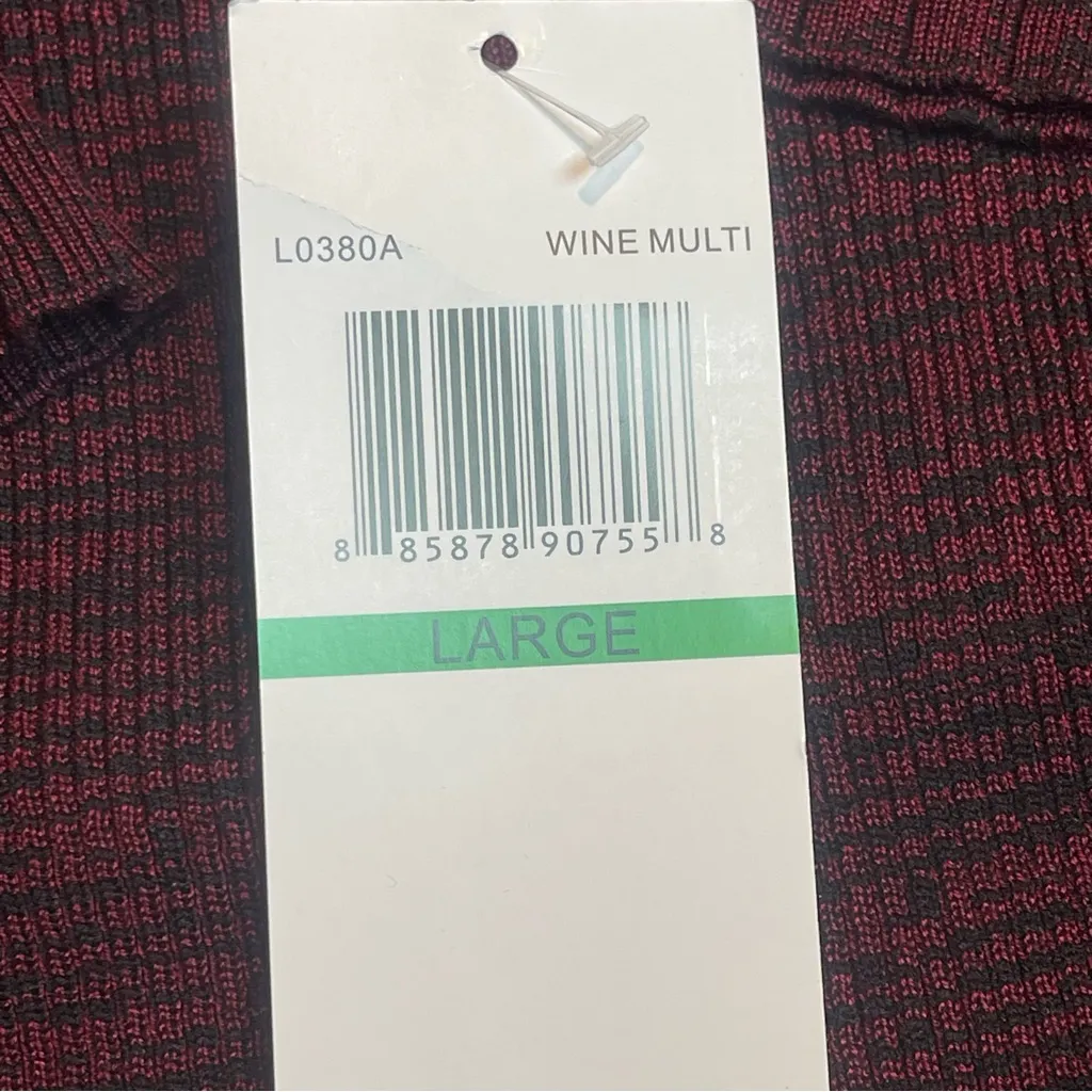 New Nina Leonard Bell Sleeve Midi Sweater Dress Wine Burgundy Ribbed Knit Sz L - Image 5