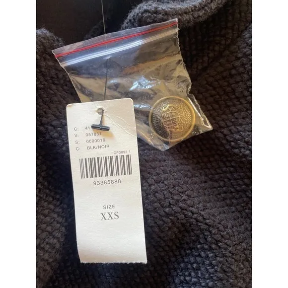 Maeve by Anthropologie NWT Black Knit Blazer XXS Gold Crest Button Classic - Image 7