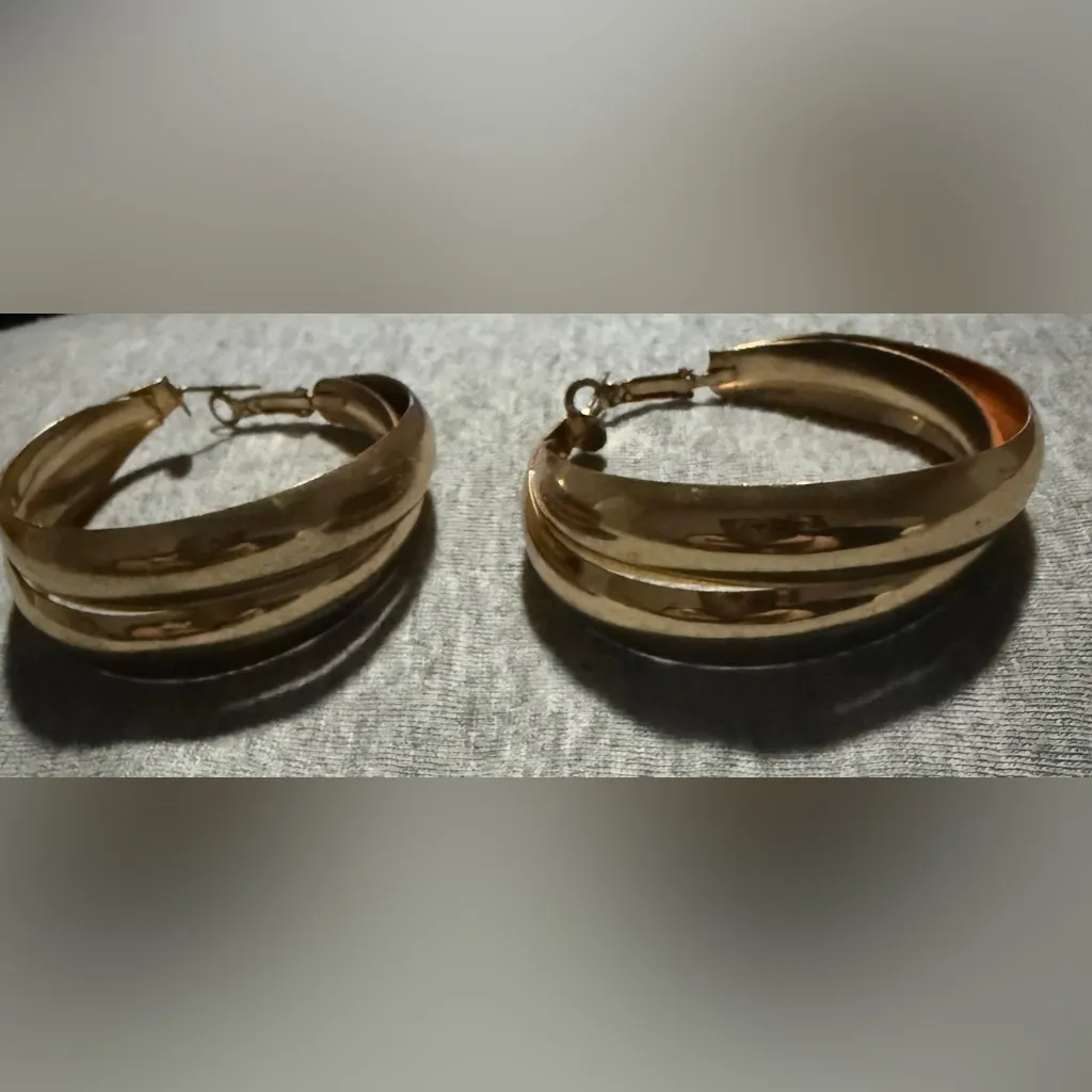 Chunky Gold Hoop Earrings - Image 2