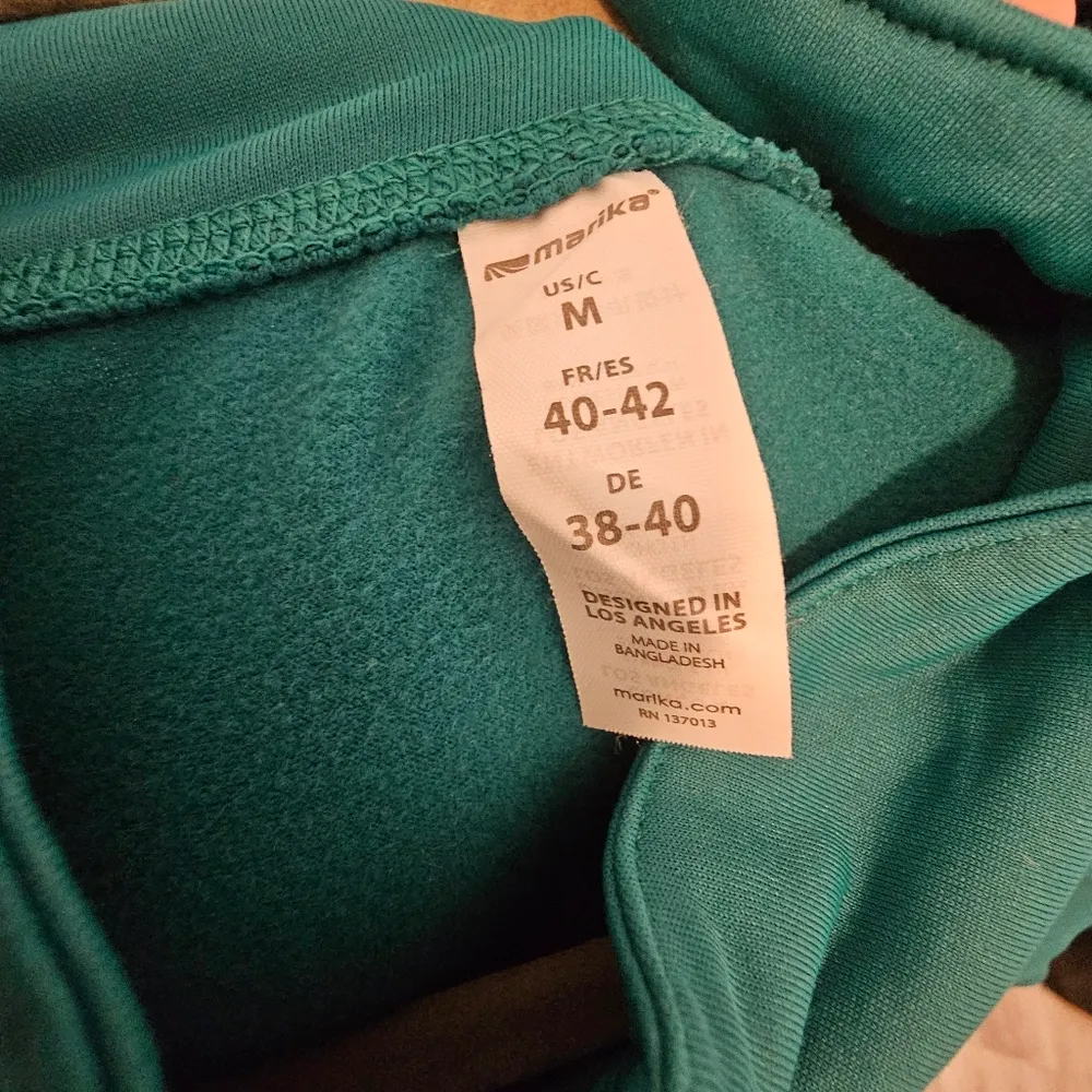 Marika Teal Quarter Zip Athletic Pullover With Thumb Holes Green Size M - Image 6