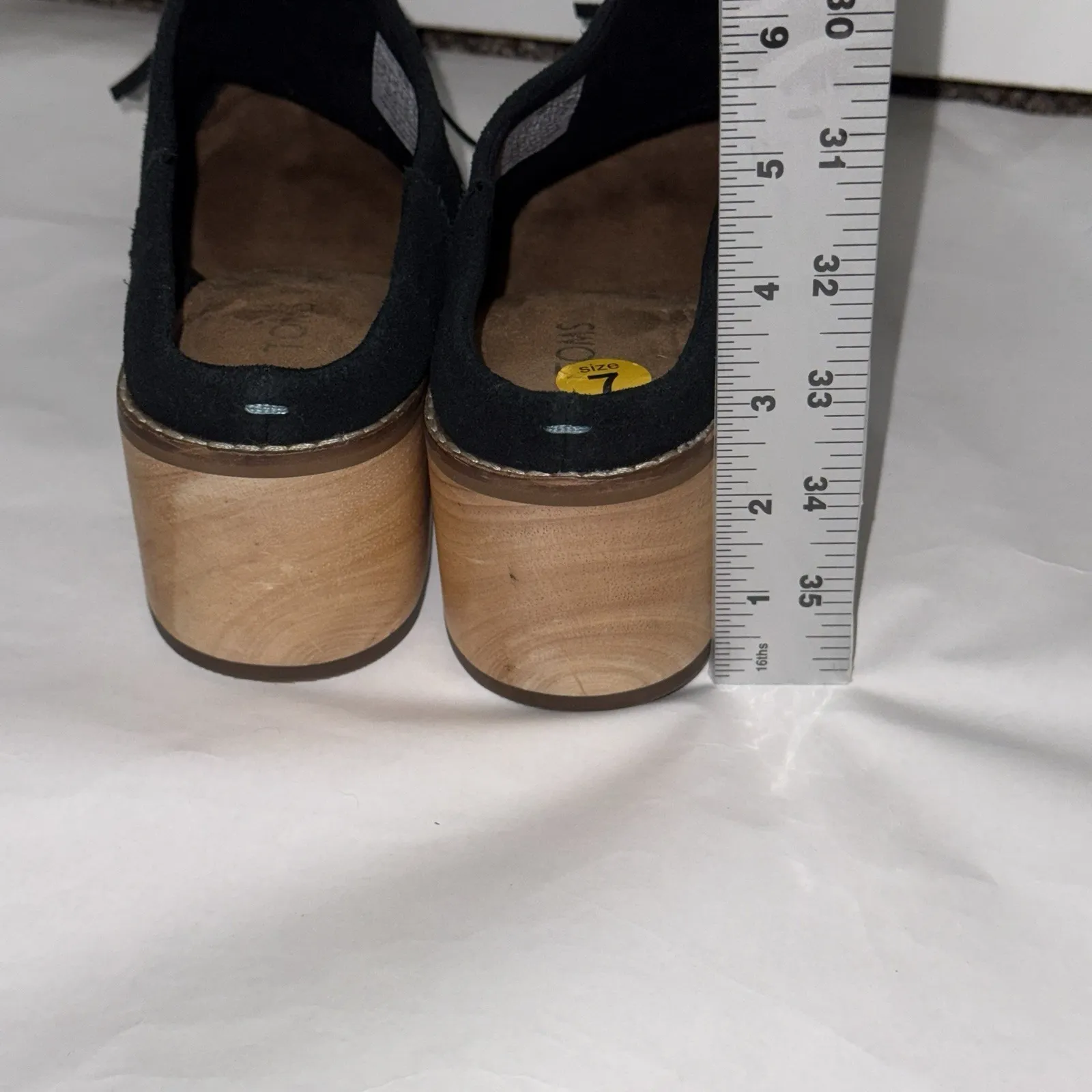 Toms Leila Tassle Mule Black Size 7 Slip On Heel Fall Shoes Chunky - Image 8