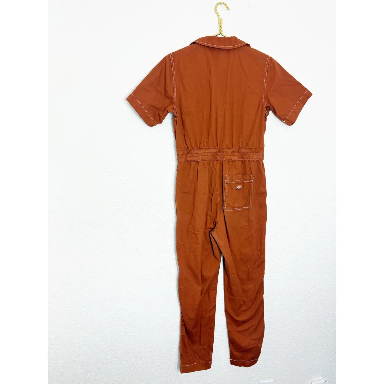 Dickies Cotton Twill Zip-Up Jumpsuit Size Small Utility Aviator Rust Orange - Image 14