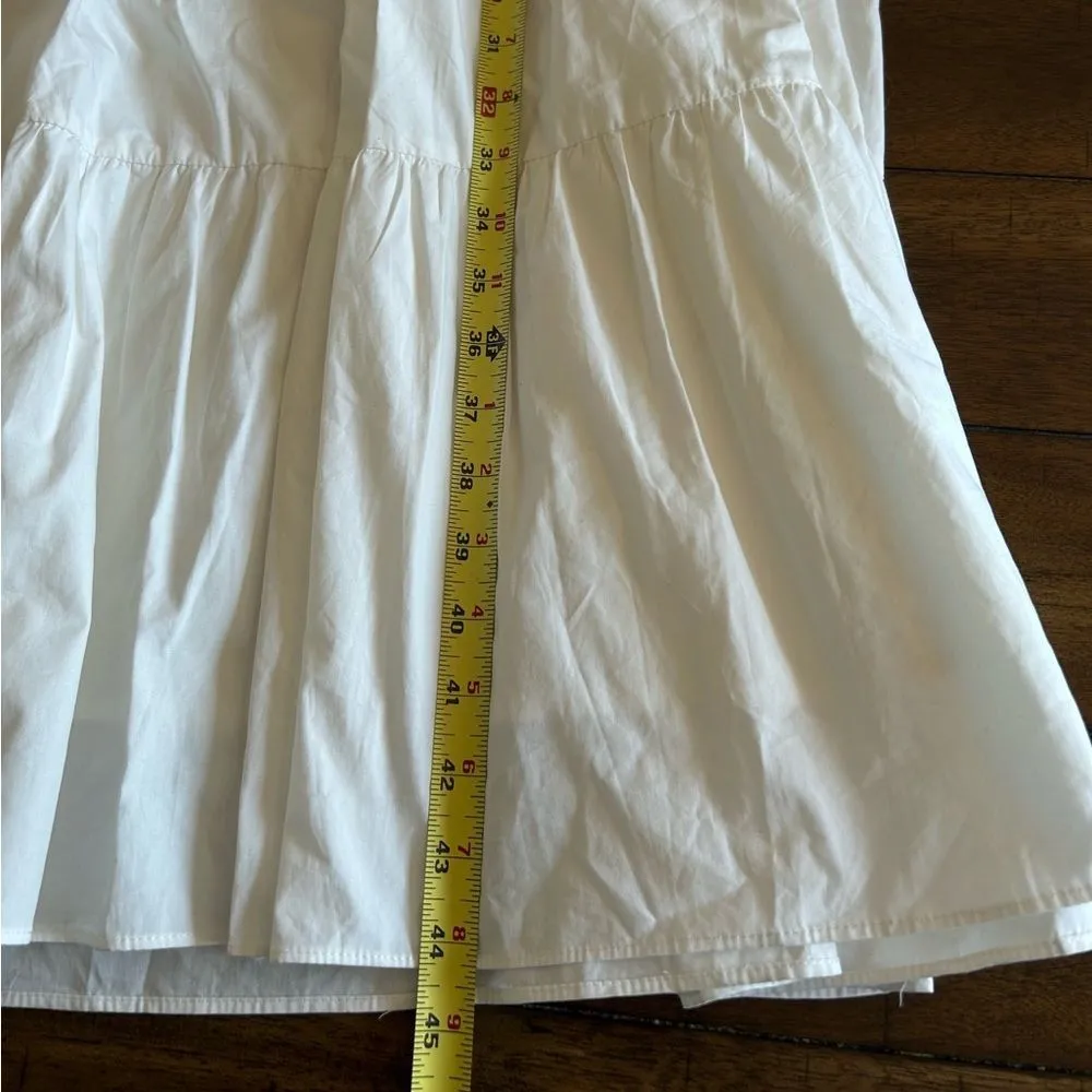 English Factory Anthropologie White Puff Sleeve Tiered Midi Dress Small AK105D - Image 8