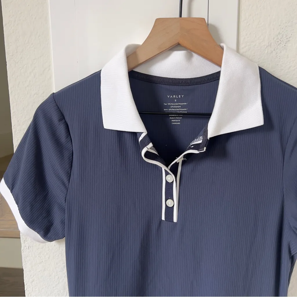 NWOT Varley Paloma Court Tennis Dress 30 in Blue Nights / White - Image 5