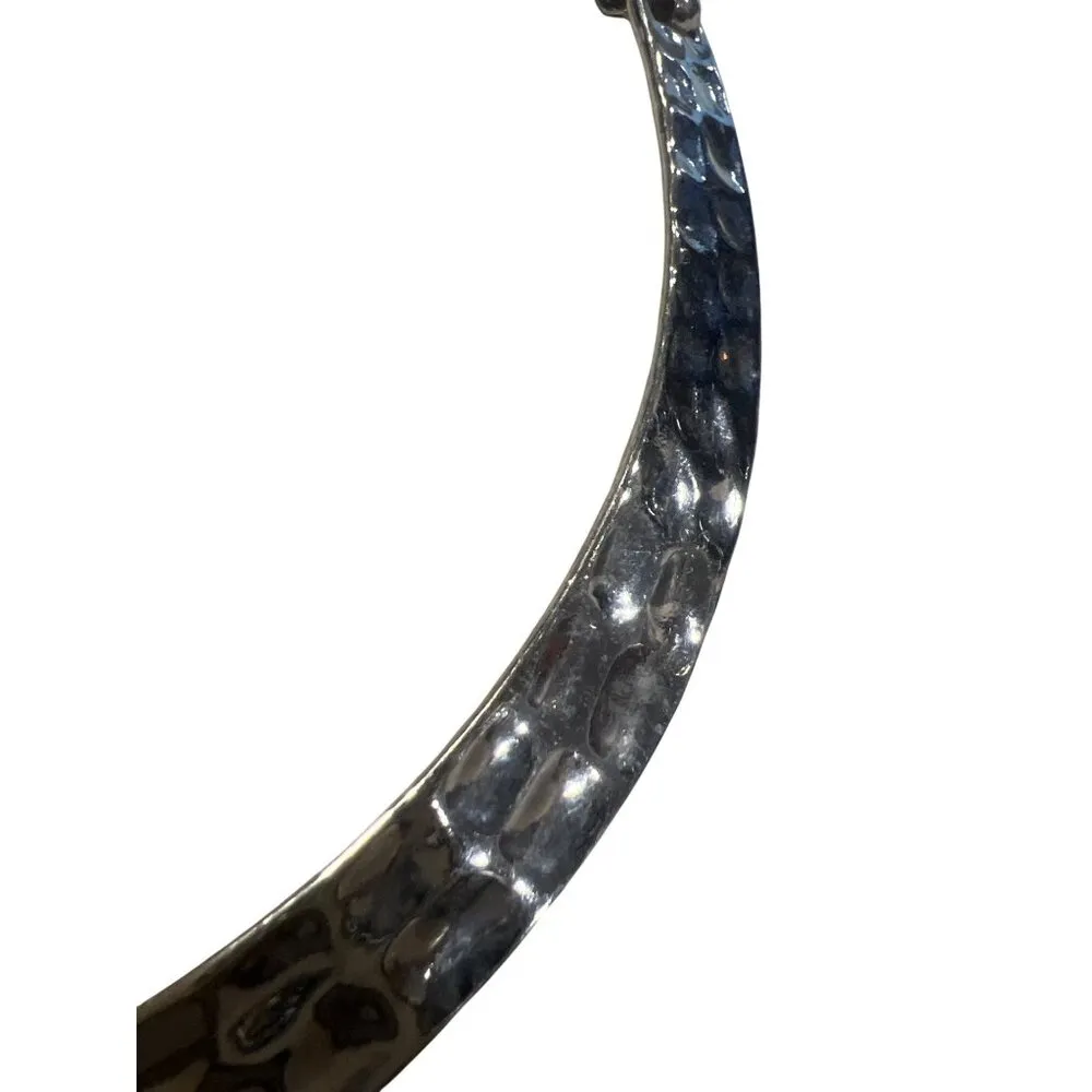 Hammered Silver Tone Metal Collar Necklace Articulated Choker Regal Adj 16" + 3" - Image 2