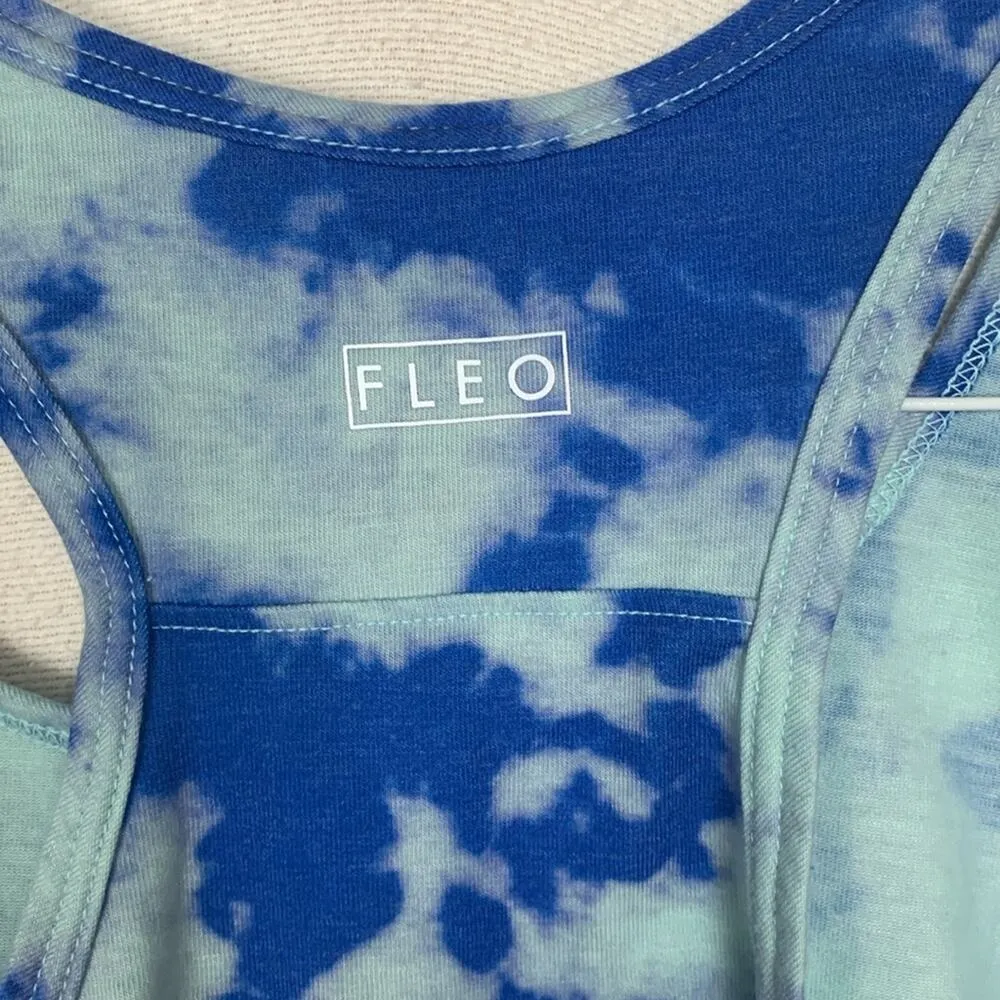 Fleo women's large blue tye dye tank top workout gym lulu burnout - Image 7