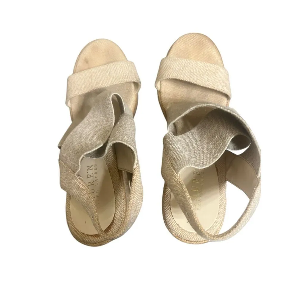 ✨Lauren Ralph Lauren Women s Erica Wedge Tan Sz 8.5 Sandals✨ - Image 5