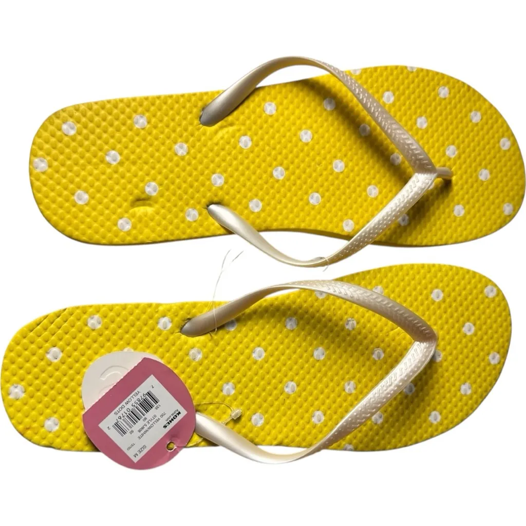 SO Women's Yellow Polka Dot Flip Flops Sz M NWT - Image 5