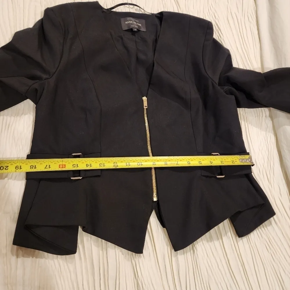 River Island black belt gold zipper detail moto light Jersey jacket blazer 14 - Image 14