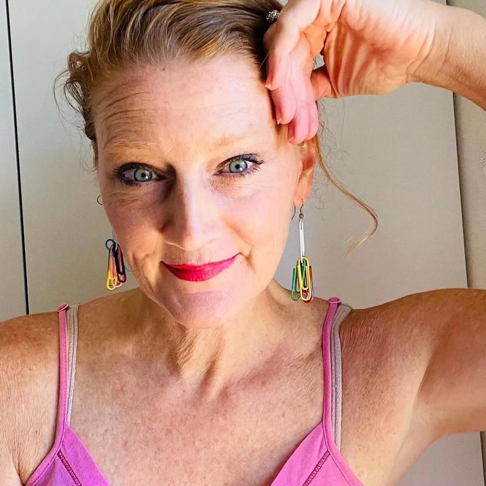 Handmade funky Earring, Colorful, Bright pierced - Image 4