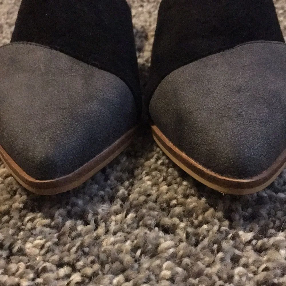 Mi.iM Black and Grey Leather Suede Pointed Toe Flat Size 7 Black - Image 3