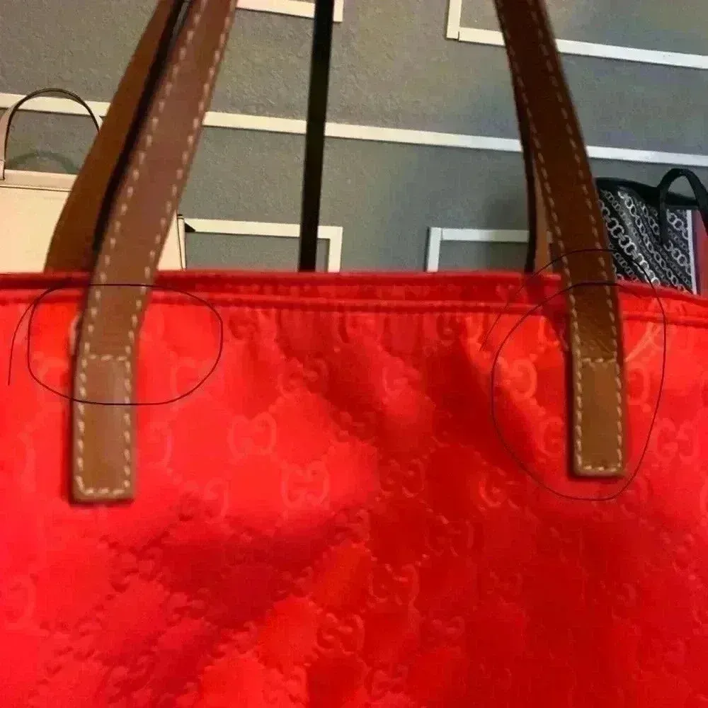 GUCCI GG pattern Large tote Duffle Bag Tote Bag Nylon Red - Image 10