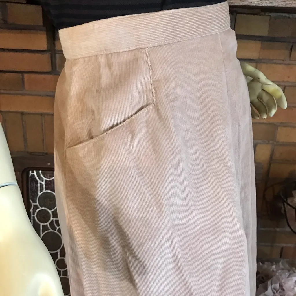 VINTAGE 1970'S PANT HER TAN CORDUROY GAUCHO PANTS (M) Size M - Image 8