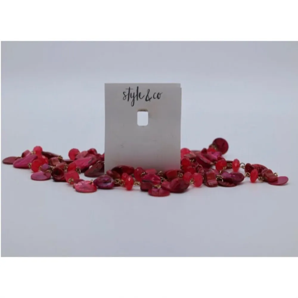 Style & Co. Shell Rope Long Gold-Tone Women's Necklace 42", Pink/Red Reg $29.50 - Image 2