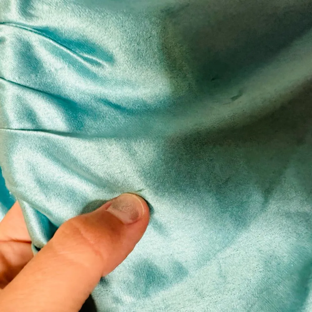 NICHOLAS Mint Blue Metallic Ruched Deep V - Image 7