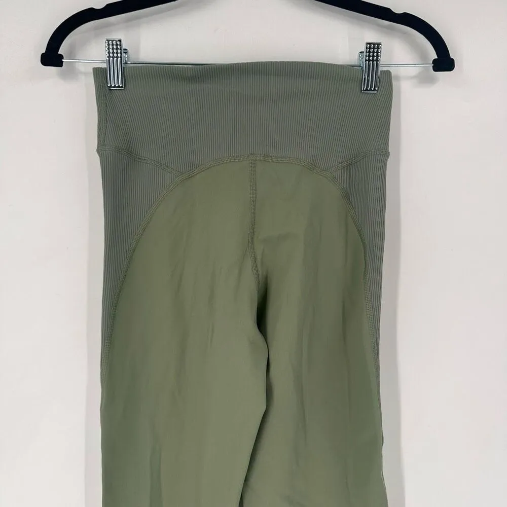 Aerie Offline Goals 7/8 Hi-Rise‎ Green Leggings Ribbed Textured Size Medium - Image 11