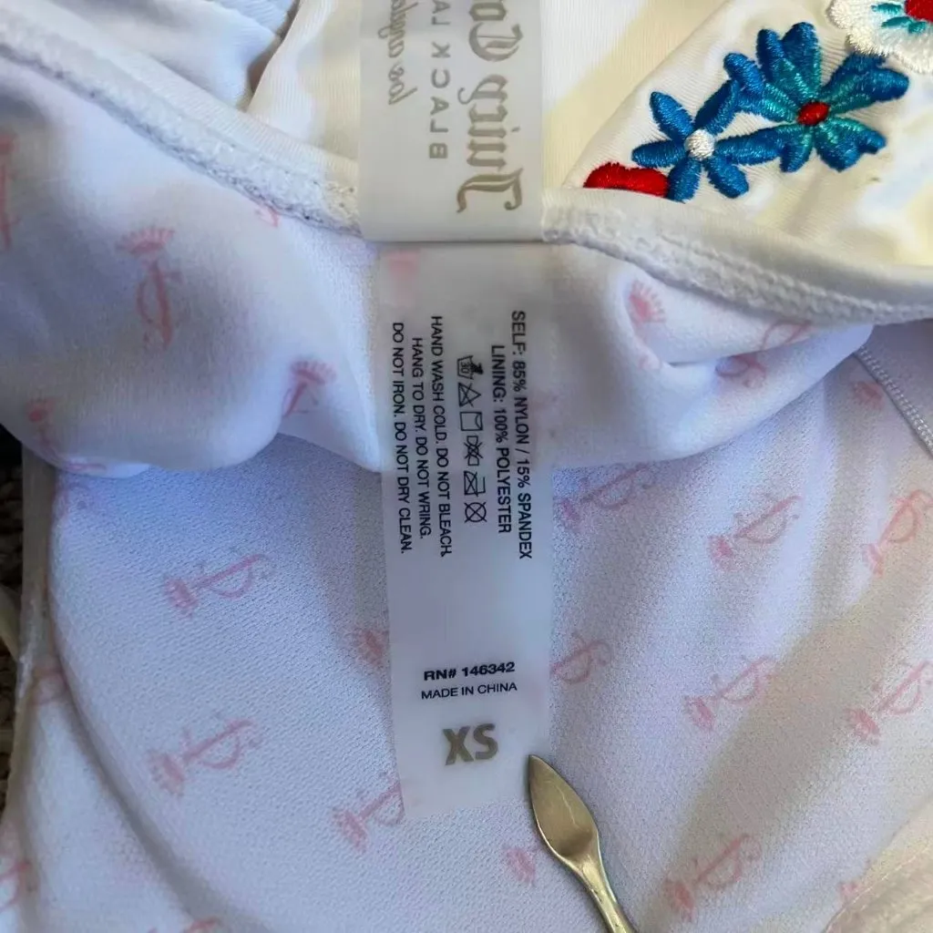 NWOT Juicy Couture 1PC Swimsuit White Embroidered Floral Swimwear Size XS - Image 7